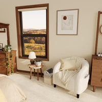 Garvee Accent Barrel Chair Boucle Club Chair with Sherpa Upholstery, Ergonomic Support, Durable Plastic Legs, Easy Assembly, for Living Room Bedroom, Beige