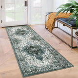 Garvee Area Rug 2x6 Runner Rug Entryway Rug Small Washable Rug 2x6 Vintage Runner Rug Door Mat Boho Non-Slip Rugs Indoor for Front Door Entrance Kitchen Bathroom,Green - Green