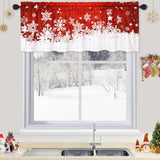 Garvee Christmas Kitchen Curtains Valance, Red Velvet Short Curtains for Windows, Floral Snowflake Decoration Cafe Curtains, Thermal Insulated Room Darkening Short Curtain (52" W x 15" L, Set of 1 - Red