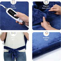 Garvee Heating Pad for Neck and Shoulders Back Pain Relief, Electric Weighted Heating Pads with Auto Shut Off Large, Full Body Back Heat Pad Fast Heating, 4 Temperature Settings (Navy Blue, 33"x22")