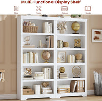 Garvee 5 Tier Bookshelf, 69" Tall Farmhouse Bookcase with Adjustable Shelves, 31.5" W Floor Standing Open Display Storage Rack with Anti-Slip Design for Home Office, Balcony, Library, Study / Living Room, White