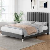 Garvee Base de Cama Queen Moderna tapizada de Terciopelo de 11 Pulgadas con cabecero, no Necesita somier (Queen (estándar de Estados Unidos)) - Grey