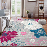 Garvee Bohemian Area Rug 4x6 Washable Bedroom Rug Modern Floral Rug Non Slip Accent Throw Rugs Moroccan Carpet Boho Rug Low-Pile Floor Carpet for Entryway Bathroom Kitchen Office - Light Gray