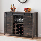 Garvee Farmhouse Coffee Bar Cabinet with Storage, 47’’ Wine Bar Cabinet with Sliding Barn Door, Buffet Sideboard Cabinet with 16 Bottle Wine Rack for Dining, Living Room, Dark Rustic Oak - Dark Rustic Oak