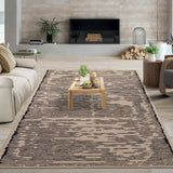 Garvee Rugs for Living Room 5x7 Washable Modern Stripe Carpet Non Slip Soft Rubber Backed Rug Brown - Brown