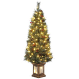 Garvee 4.5ft Pre-Lit Artificial Xmas Tree with Pine Needles, Prelit Christmas Tree with 108 Warm White Lights, Hinged Branches and Classic & Elegant Vintage Potted Base, Perfect for Festive Decor - Transparent-1 Pack