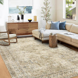 Garvee Persian Brown & Khaki 6x9 Bohemian Rug, Washable Non-Shedding Rubber Back Carpet for Living Room, Bedroom & Entryway - Brown & Khaki