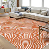 Garvee Area Rugs 9x12 Living Room Washable Rug Modern Rug Indoor Lines Print Rug Contemporary Abstract Soft Rug Aesthetic Rug Foldable Thin Rug Non Slip Throw Carpet for Bedroom Home Office Orange - Orange