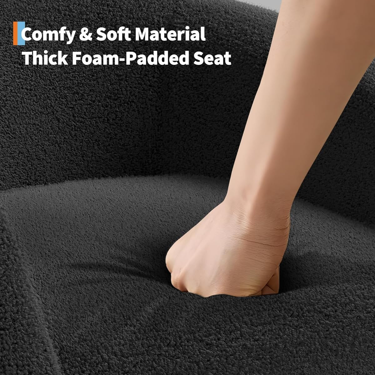 Garvee Accent Barrel Chair Boucle Club Chair with Sherpa Upholstery, Ergonomic Support, Durable Plastic Legs, Easy Assembly, for Living Room Bedroom, Dark Gray