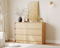 Garvee 6 Drawers Dresser for Bedroom, 47" Wide Wood Dressers & Chests of Drawers with Handle-less Design Design, Wooden Storage Organizer Cabinet for Living Room/ Home/Farmhouse(Natural Oak)