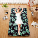 Garvee Foldable Japanese Futon Mattress, Twin Size Floral Print Japanese Style Floor Mattress Roll Up, Tatami Mat, Camping Mattress Pad, Green Leaf - Floral-Green Leaf