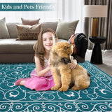 Garvee Vintage Entryway Rug 2x3 Rug Non Slip Washable Kitchen Rug Floral Low Pile Rugs Indoor Non Shedding Kitchen Carpet for Bedroom Bathroom Laundry, Teal - Teal