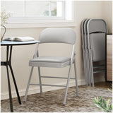 Garvee Folding Chairs 4 Pack with Padded Cushion and Back, Metal Frame, Holds Up to 350 Pounds, Foldable, Portable, Indoor/Outdoor, Grey - Gray