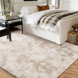 Garvee Fluffy & Sheepskin Light Coffee 5x8 Faux Fur Shag Rug, Non-Slip Tie Dye Plush Fuzzy for Bedroom Kids Nursery Dorm - Light Coffee