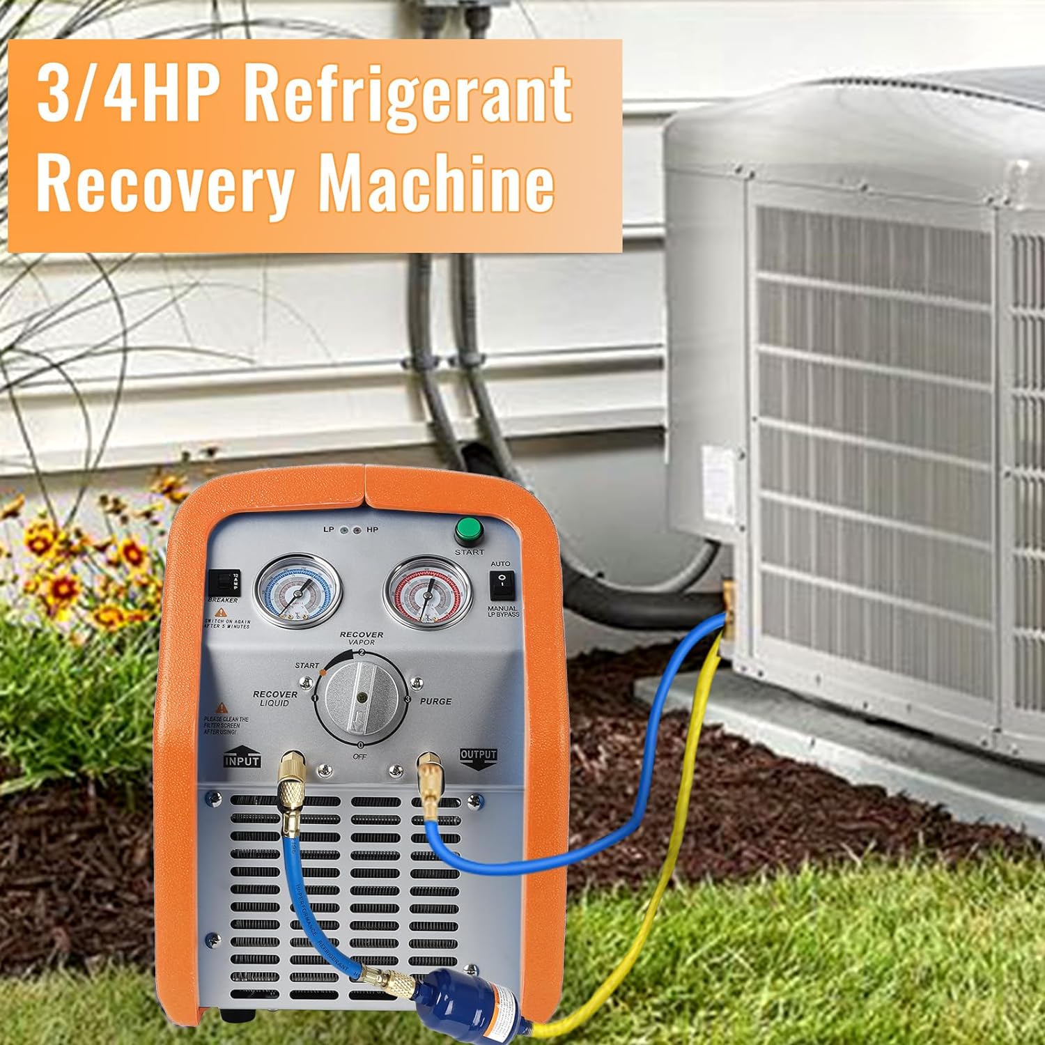 Refrigerant Recovery Machine - 110-120V Single Cylinder,High Pressure Protection Recovery Machine HVAC for Vapor Liquid Refrigerant, Car Air Conditioning