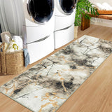 Garvee Modern Runner Rug 2x6 Washable Non Slip Carpet Runner Foldable Low Pile Marble Abstract Design Rug Ultra Soft Contemporary Rug Runner for High Traffic Areas in Entryway, Kitchen, Brown - Brown