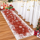 Garvee Christmas Runner Rug 2x8 Rug for Hallway Snowflake Xmas Runner Kitchen Rug Washable Rug Non Slip Bathroom Rug Holiday Decor Distressed Modern Soft Carpet for Bedroom Laundry 2'x8' Red - Snowflakes|Red