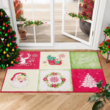 Garvee Christmas Door Mat 2x3 Rug Washable Rugs Red Christmas Home Decor Snowflake Entry Mat Kitchen Mat Non Slip Carpet Bathroom Rugs Small Rug, Red/Green/Cream - Red/Green/Cream