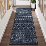Garvee Runner Area Rug Boho Stain Resistant Non Slip Indoor Door Mat 2x6 Black - Black