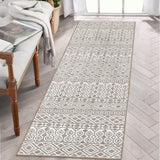 Garvee Washable Runner Rug 2x6 Kitchen Rug Runner Boho Indoor Rug for Bathroom Geometric Print Soft Thin Floor Carpet Non Slip Non Shed Throw Rug for Hallway Entryway Bedroom,Light Brown - Tan & Ivory