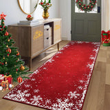 Garvee 2x8 Kitchen Runner for Holiday Christmas Hallway Runner Rug Washable Bedroom Rugs Non Slip Stain Resistant Xmas Decor Indoor Throw Carpet Christmas Festival Runners for Living Room Entry Beside, Red - Red