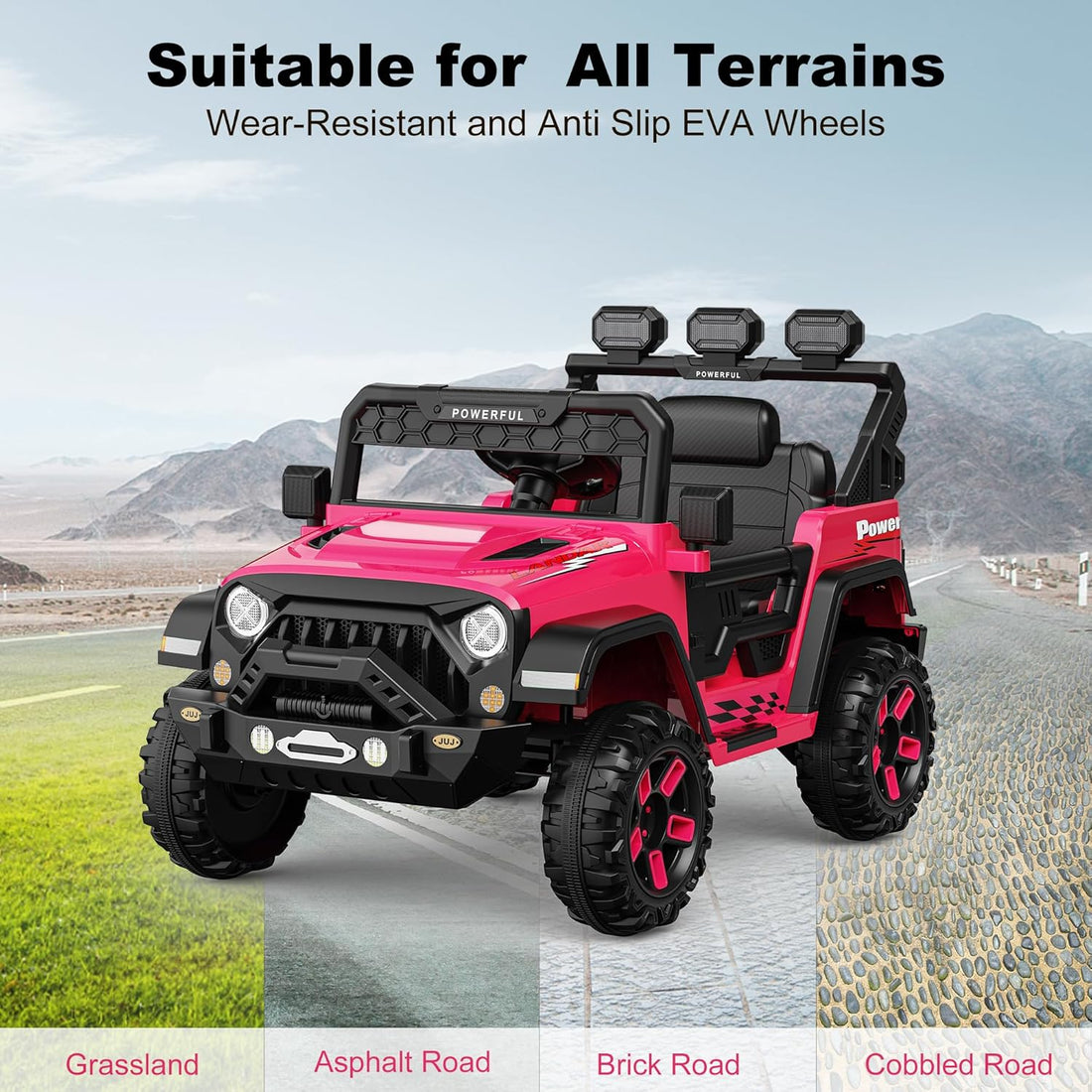 Garvee Ride - P Series: 3-6, Ride on Car with 2.4G Remote Control, 12V Battery Powered Electric Car for kids with 3 Adjustable Speeds, Soft Start, Battery Display, Music (Rose Red)