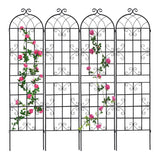 Garvee 4-Pack Garden Trellises for Climbing Plants - 7.2ft Iron Plant Supports, 86.6" x 80", Durable Metal Trellises, Black - Black