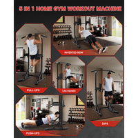 Garvee Pull Up Bar Free Standing Power Tower Dip Station For Home Gym 450LBS Capacity Black