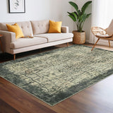 Garvee Large Washable Rug 8x10 Modern Abstract Area Rug Non Slip Low Pile Floor Carpet Green for Bedroom and Living Room - Green