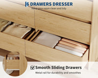 Garvee 6 Drawers Dresser for Bedroom, 47" Wide Wood Dressers & Chests of Drawers with Handle-less Design Design, Wooden Storage Organizer Cabinet for Living Room/ Home/Farmhouse(Natural Oak)