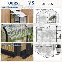 Garvee 4×4FT Lean-To Polycarbonate Greenhouse Kit, Heavy Duty Walk-In Plant Shelter with Sliding Door & Adjustable Roof Vent, Black