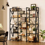 Garvee Triple Wide 5 Tier Bookshelf, Industrial Tall Bookshelf with Open Display Shelves, Metal Frame, Stable & Durable, Living Room, Bedroom, Home Office - Black