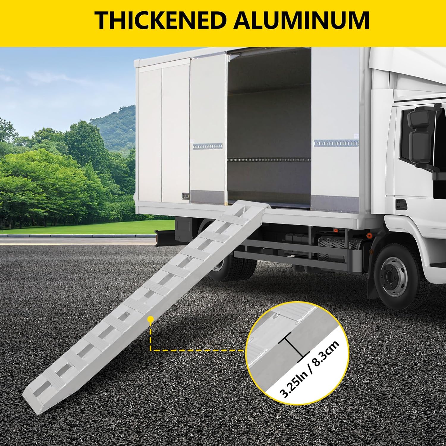 Garvee Aluminum Car Ramps 2-Pack Heavy-Duty 10000 Lbs Capacity 96x15 in Silver Non-Foldable Vehicle Loading Ramps