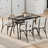 Garvee Dining Chairs, Boucle Dining Chairs Set of 4, Mid-Century Modern Upholstered Kitchen Dining Room Chairs with Arched Metal Legs for Dining Room Kitchen Living Room, Beige - Beige