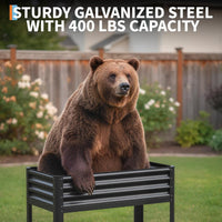 Garvee Large Raised Garden Bed with Legs Galvanized Elevated Planter Box 48×24×32 in for Backyard, Patio, Balcony, 400lb Capacity, Brown