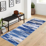 Garvee Runner Rug 2x6 Non Shedding Hallway Rug Modern Abstract Area Rug Machine Washable Area Rug Non Slip Low Pile Rug for Kitchen Bedroom, Blue/White - Blue