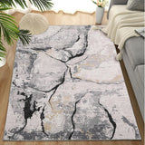 Garvee Abstract Grey 8x10 Washable Area Rugs for Bedroom Abstract Modern Distressed Grey Rug Large Rugs for Living Room Non Slip Throw Rugs Soft Low Pile Stain Resistant Carpet for Dining Room - Gray