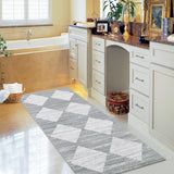 Garvee Washable Rugs 2x6 Runner Runner Distressed Bedroom Rug Modern Geometric Trellis Rugs for Entryway Office Carpet Neutral Soft Nursery Rug Contemporary Checkered Living Room Rugs Grey - Gray