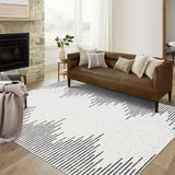 Garvee Area Rug Washable Rugs for Living Room Modern Minimalistic Striped Area Rug for Bedroom Contemporary Distressed Geometric Office Carpet Low Pile Neutral Soft Nursery Rug 4'x6' Off White - Beige