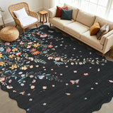 Garvee Large Floral 9x12 Area Rugs Soft Washable Non Slip Backing for Living Room Bedroom Nursery Black - Black