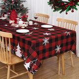 Garvee Buffalo Plaid Tablecloth Christmas Tablecloths Washable Fabric Elegance Polyester Plaid Table Cloth for Xmas Parties Holiday Dinner Tabletop, Rectangle/Oblong, 60"x 84", Red and Black - Snow Plaid