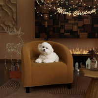 Garvee Accent Barrel Chair Boucle Club Chair with Sherpa Upholstery, Ergonomic Support, Durable Plastic Legs, Easy Assembly, for Living Room Bedroom, Yellow