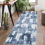 Garvee Area Rug 2x6 Washable Rugs for Living Room Modern Ombre Bedroom Rugs Abstract Office Rug Non Slip Runner Rug for Entryway Neutral Soft Nursery Rug Low Pile Farmhouse Floor Cover Blue - Blue