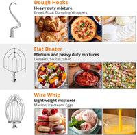 Garvee 10QT Commercial Food Mixer, Professional Large Stand Mixer With 3-Speed Adjustable, Heavy Duty Electric Dough Mixer for Restaurant Industrial Grade, Steel Bowl, Dough Hooks