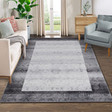 Garvee Boho Area Rug Vintage Anti-Slip Rubber Backing Entryway Rug Machine Washable Non-Shedding Small Rugs Indoor Boho Mat Bathroom Rug, Grey, 80x150cm - Gray
