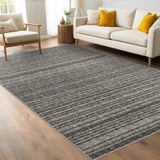 Garvee Striped Washable Rugs for Living Room 5x7 Stain Resistant Area Rug for Bedroom Large Soft Floor Carpet Non Slip Modern Transitional Rug for Dining Room Laundry Kid Room, Grey - Ash