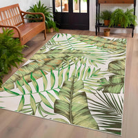 Garvee Modern Botanical DesignTropical - Palm Leaf Area Rug , Non Slip, Soft, Washable for Living Room, Bedroom, Office, Non Shedding
