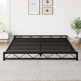 Garvee 6 Inch Queen Size Metal Platform Bed Frame with Wavy Pattern, Queen Bed Frame with Steel Slat Support, Mattress Foundation, No Box Spring Needed, Easy Assembly, Black (Black, Queen) - Black