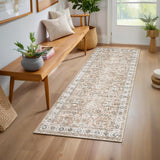 Garvee Washable Area Rugs Non-Slip Vintage Distress for Living Room Bedroom Dining Room Nursery Office Neutral Oriental Thin Carpet - Caramel