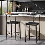 Garvee Bar Stools Set of 2 with Backrest and Footrest, Thick Cushioned Counter Height Stools, 25 in, Black for Kitchen and Dining Room - Black